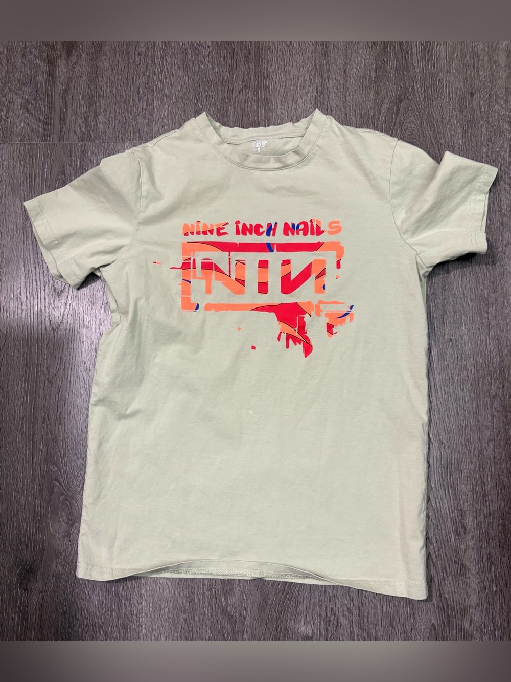 Tommy Jeans x Nine Inch Nails Graphic T-Shirt Green Men's Small Industrial Rock